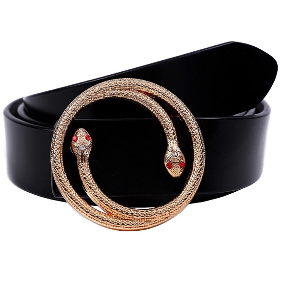 Accessories - Vintage  Crystal  Snake buckle belt Black New